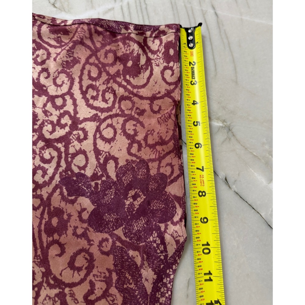 California Dynasty Vintage Mauve Floral Satin Nightgown V-Neck Chemise Sleepwear - Picture 8 of 11